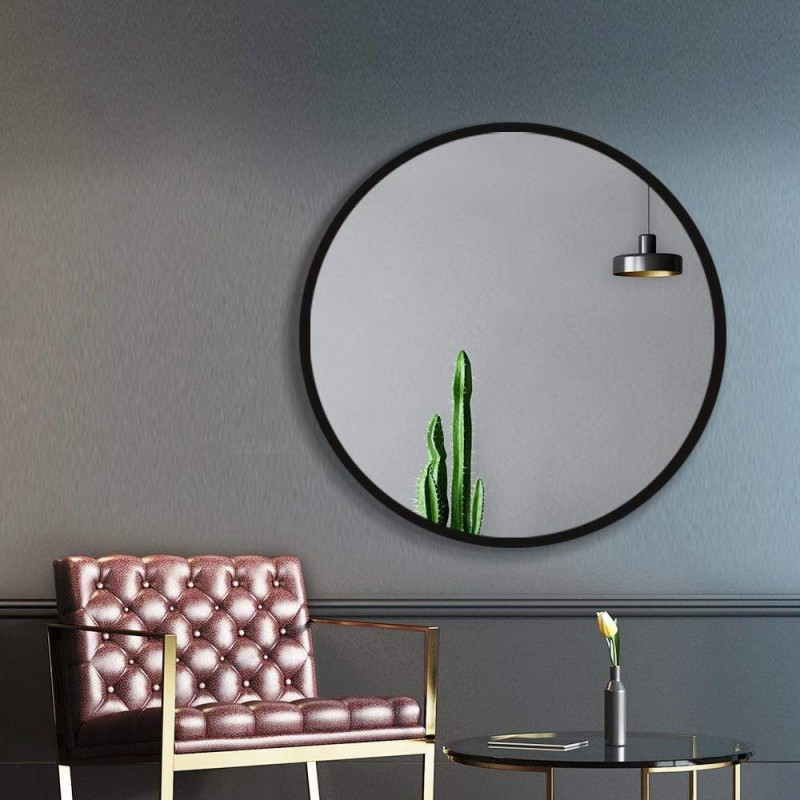 Embellir Wall Mirror Makeup 70cm Home Decor Framed Mirrors Bathroom Round Black Embellir Wall Mirror Makeup 70cm Home Decor Framed Mirrors Bathroom Round Black