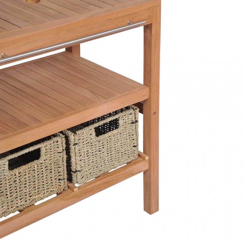 Bathroom Vanity Cabinet with 4 Baskets Solid Teak 132x45x75 cm Bathroom Vanity Cabinet with 4 Baskets Solid Teak 132x45x75 cm