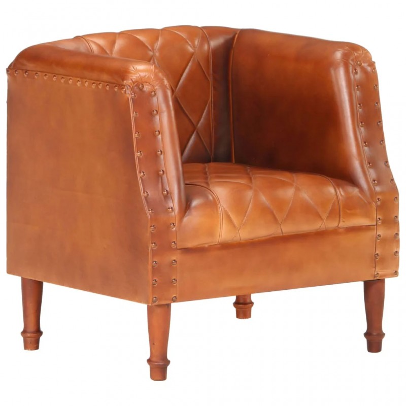 Tub Chair Brown Real Goat Leather Tub Chair Brown Real Goat Leather