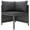 3-Seater Garden Sofa with Cushions Grey Poly Rattan