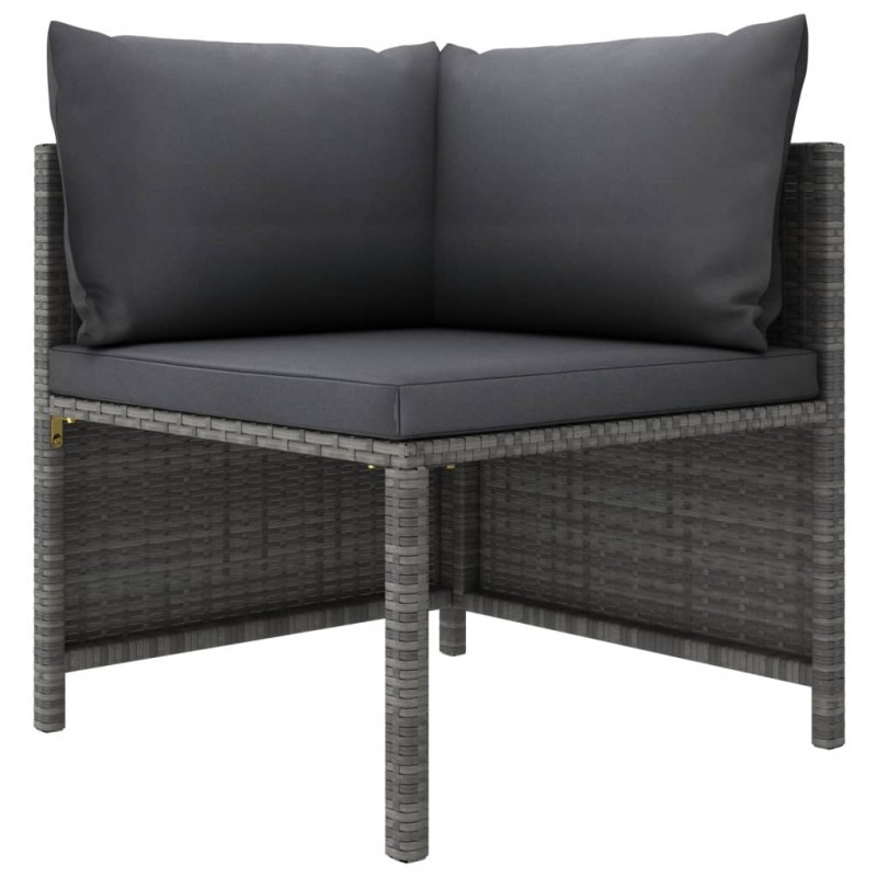 3-Seater Garden Sofa with Cushions Grey Poly Rattan 3-Seater Garden Sofa with Cushions Grey Poly Rattan