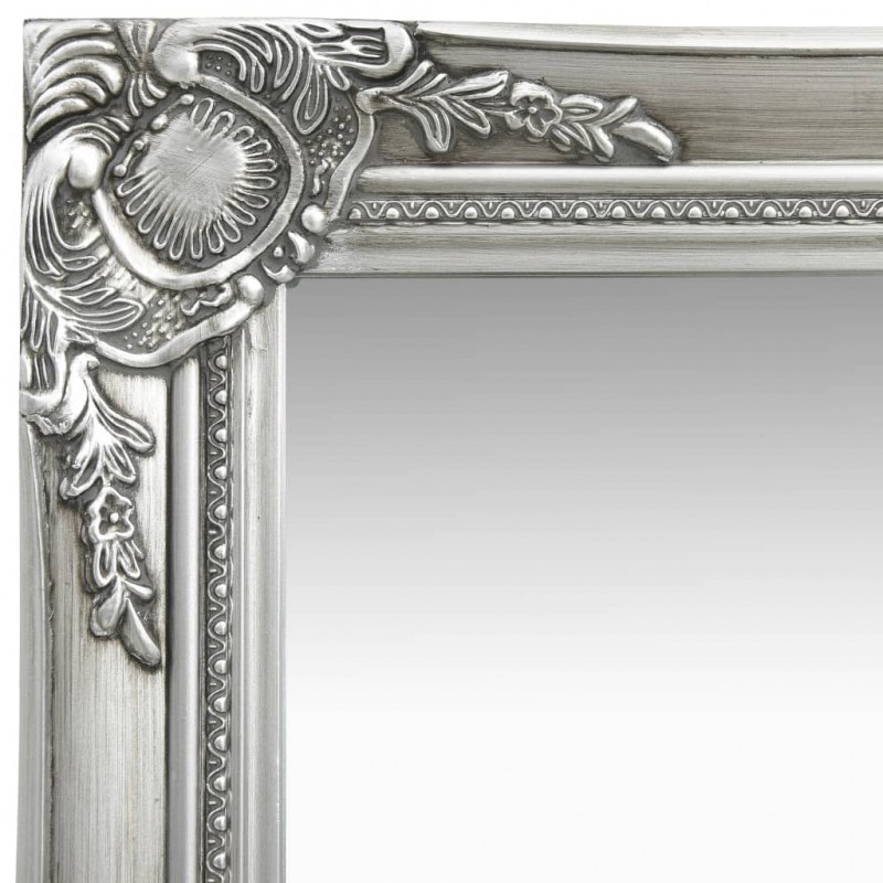 Wall Mirror Baroque Style 40x40 cm Silver Wall Mirror Baroque Style 40x40 cm Silver
