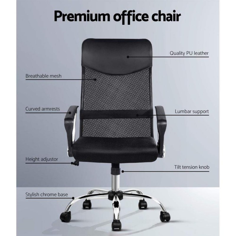 Artiss Mesh Office Chair High Back Black Artiss Mesh Office Chair High Back Black