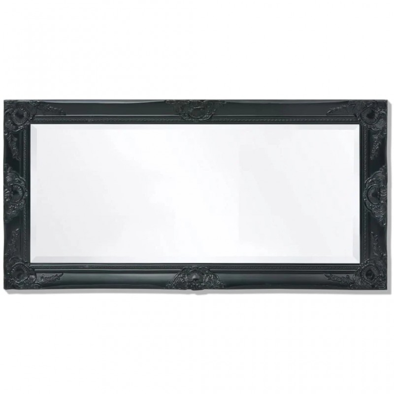 Wall Mirror Baroque Style 100x50 cm Black Wall Mirror Baroque Style 100x50 cm Black