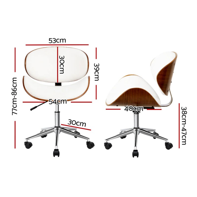 Artiss Wooden Office Chair Leather Seat White Artiss Wooden Office Chair Leather Seat White