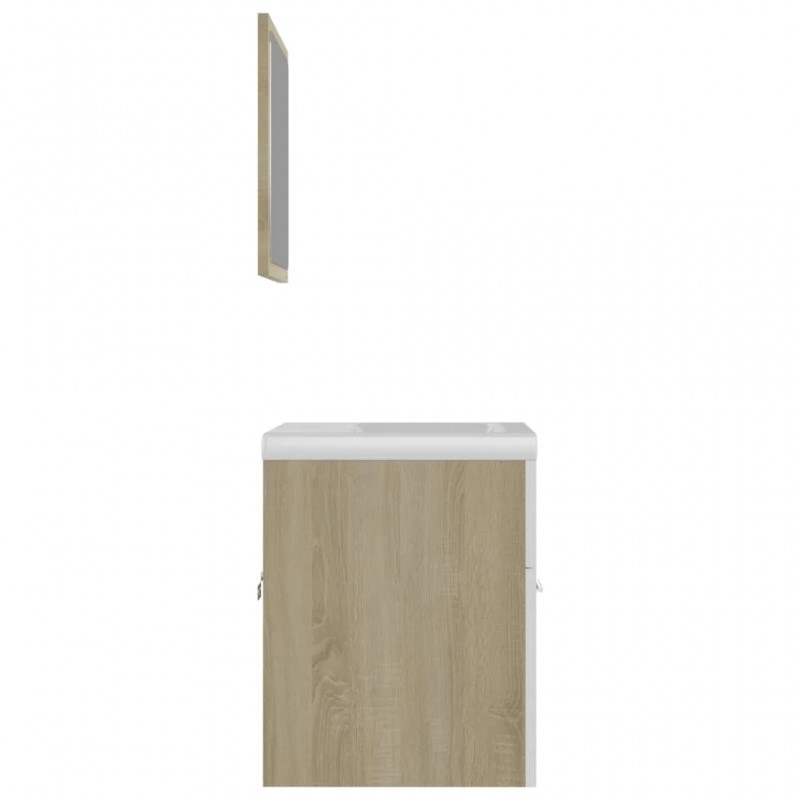 Bathroom Furniture Set White and Sonoma Oak Engineered Wood Bathroom Furniture Set White and Sonoma Oak Engineered Wood