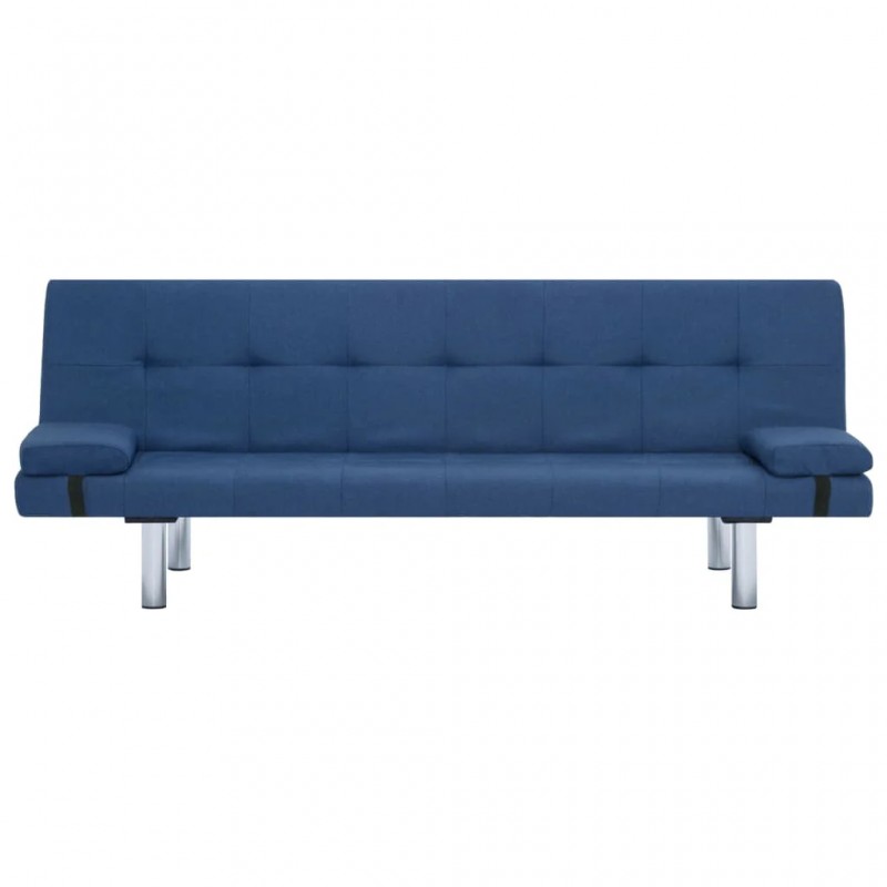 Sofa Bed with Two Pillows Blue Polyester Sofa Bed with Two Pillows Blue Polyester