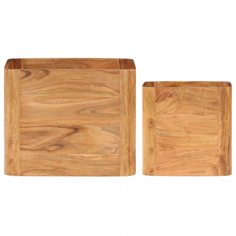 Side Tables 2 pcs Solid Acacia Wood Honey Finish Side Tables 2 pcs Solid Acacia Wood Honey Finish