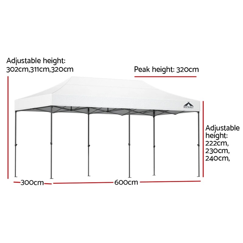 Instahut Gazebo Pop Up Marquee 3x6m Folding Tent Wedding Outdoor Camping Canopy Gazebos Shade White Instahut Gazebo Pop Up Marquee 3x6m Folding Tent Wedding Outdoor Camping Canopy Gazebos Shade White