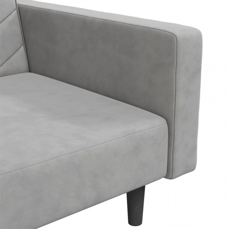 2-Seater Sofa Bed with Two Pillows Light Grey Velvet 2-Seater Sofa Bed with Two Pillows Light Grey Velvet