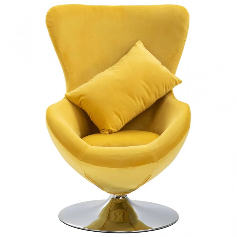 Swivel Egg Chair with Cushion Yellow Velvet Swivel Egg Chair with Cushion Yellow Velvet
