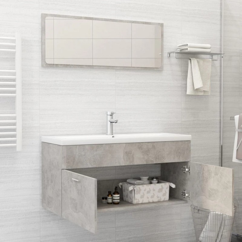Bathroom Furniture Set Concrete Grey Engineered Wood Bathroom Furniture Set Concrete Grey Engineered Wood