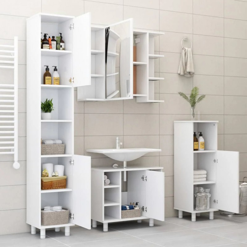 Bathroom Cabinet White 30x30x95 cm Engineered Wood Bathroom Cabinet White 30x30x95 cm Engineered Wood