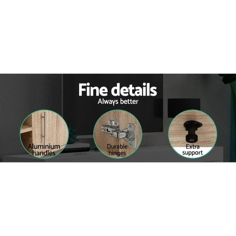 Artiss TV Cabinet Entertainment Unit 140cm Oak Ken Artiss TV Cabinet Entertainment Unit 140cm Oak Ken