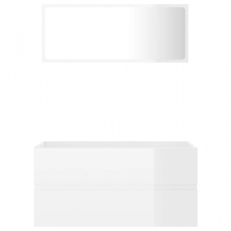 2 Piece Bathroom Furniture Set High Gloss White Engineered Wood 2 Piece Bathroom Furniture Set High Gloss White Engineered Wood