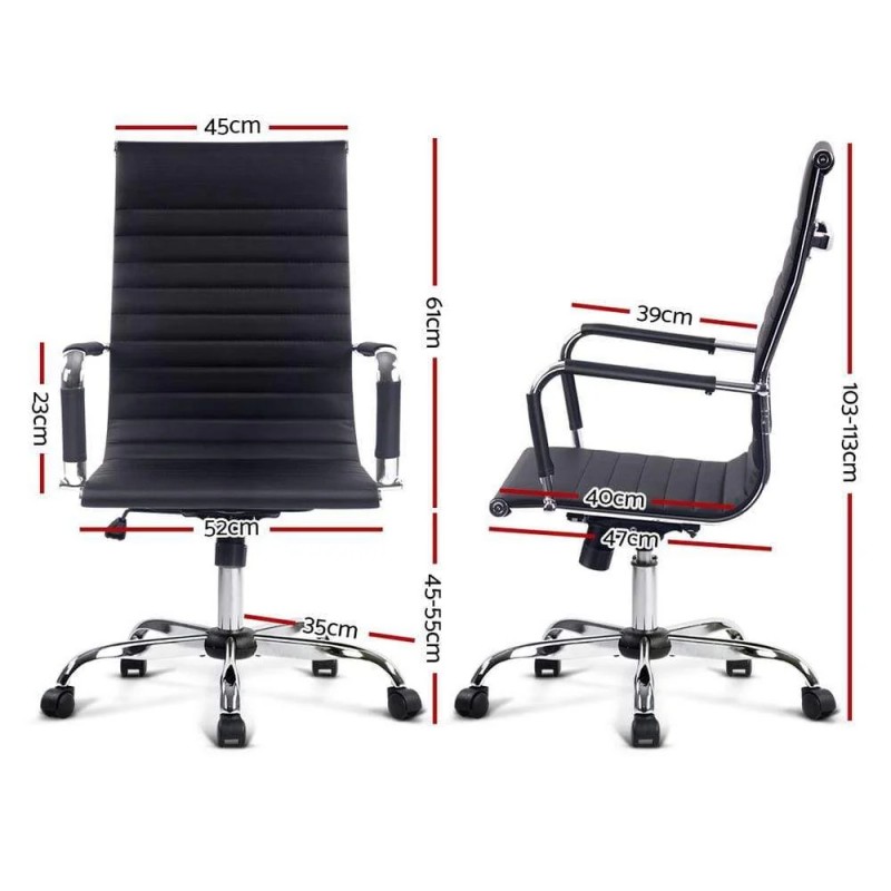 Artiss Office Chair Conference Chairs PU Leather High Back Black Artiss Office Chair Conference Chairs PU Leather High Back Black