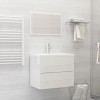 2 Piece Bathroom Furniture Set High Gloss White Engineered Wood