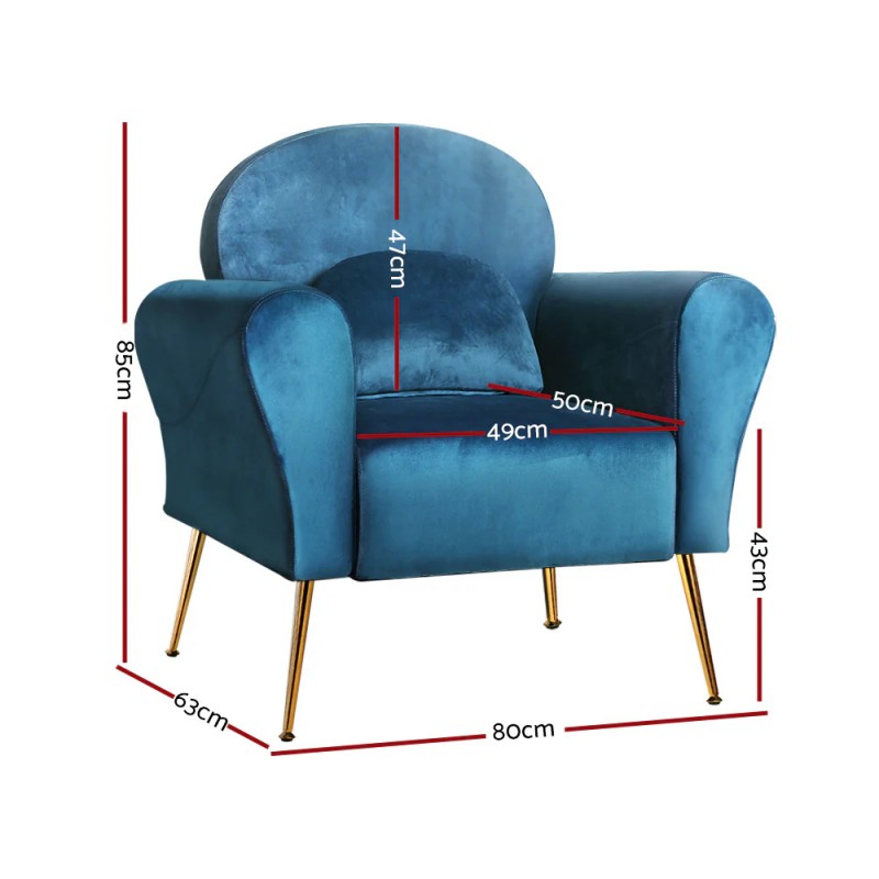 Artiss Armchair Lounge Chair Accent Chairs Armchairs Sofa Navy Velvet Cushion Artiss Armchair Lounge Chair Accent Chairs Armchairs Sofa Navy Velvet Cushion