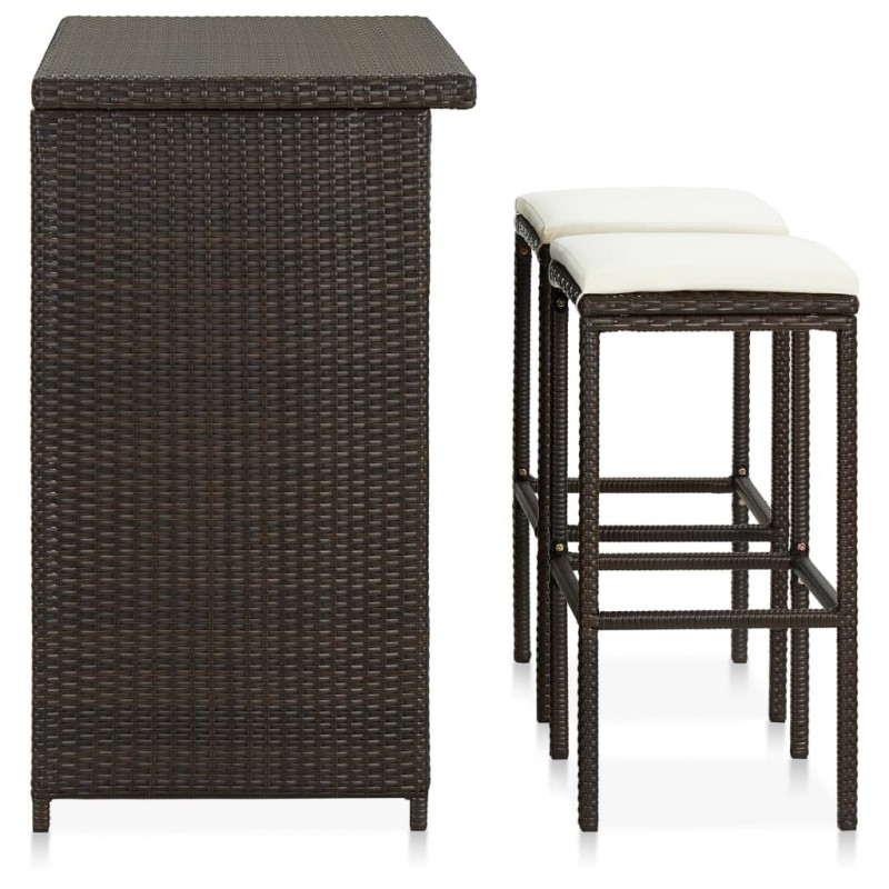 3 Piece Bar Set Poly Rattan Brown 3 Piece Bar Set Poly Rattan Brown