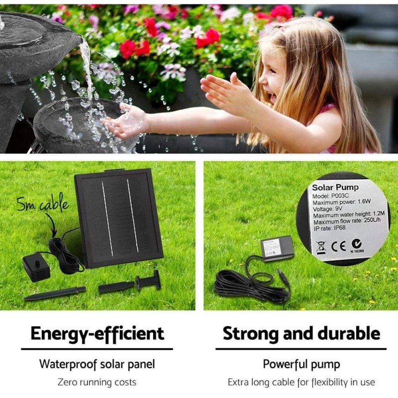 Gardeon Solar Water Feature with LED Lights 3 Tiers 70cm Gardeon Solar Water Feature with LED Lights 3 Tiers 70cm