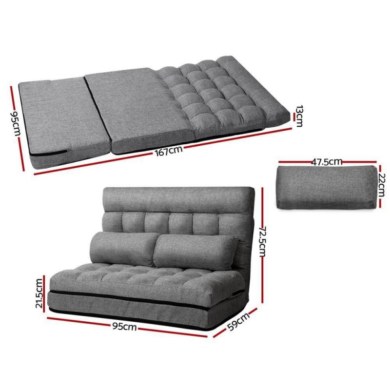 Artiss Lounge Sofa Bed 2-seater Grey Fabric Artiss Lounge Sofa Bed 2-seater Grey Fabric