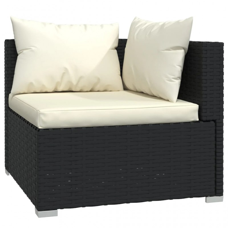 2-Seater Sofa with Cushions Black Poly Rattan 2-Seater Sofa with Cushions Black Poly Rattan