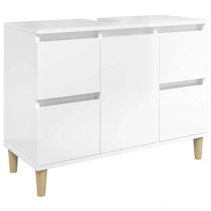 Sink Cabinet High Gloss White 80x33x60 cm Engineered Wood Sink Cabinet High Gloss White 80x33x60 cm Engineered Wood