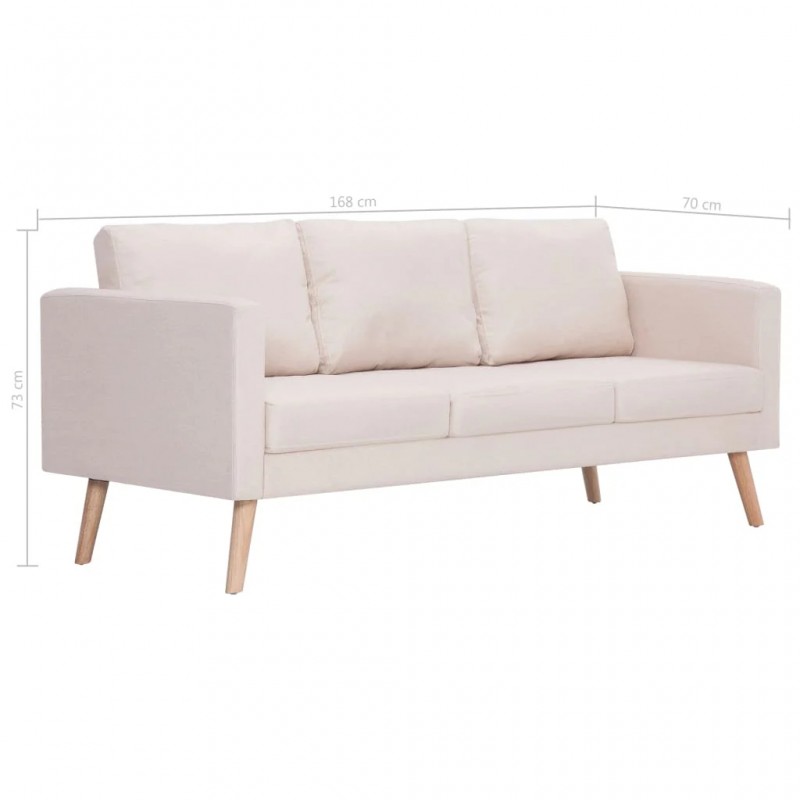 3-Seater Sofa Fabric Cream 3-Seater Sofa Fabric Cream