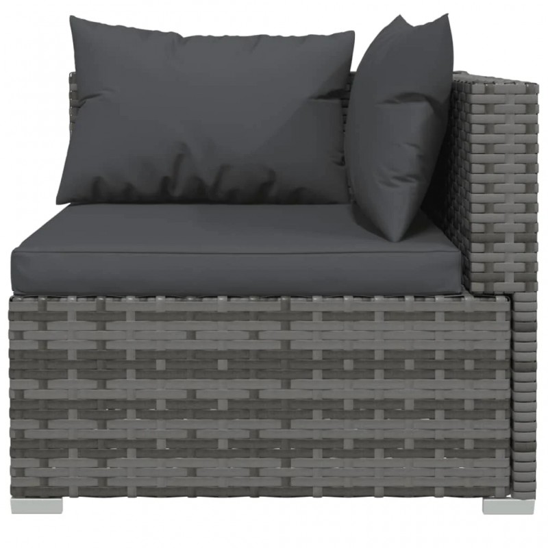 3-Seater Sofa with Cushions Grey Poly Rattan 3-Seater Sofa with Cushions Grey Poly Rattan