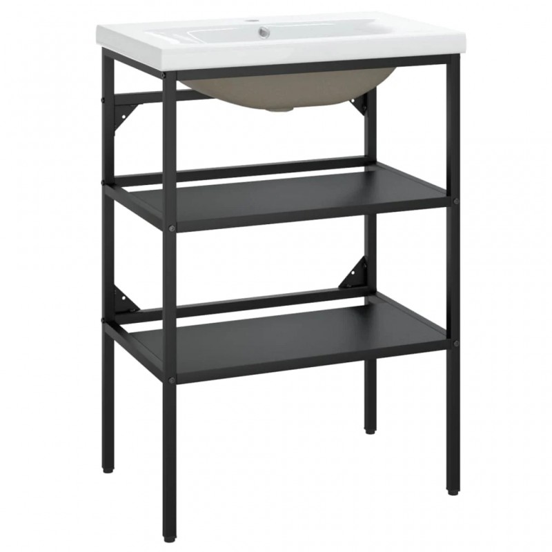 Bathroom Washbasin Frame with Built-in Basin Black Iron Bathroom Washbasin Frame with Built-in Basin Black Iron