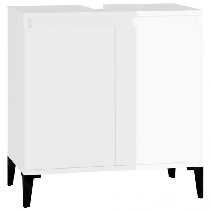Sink Cabinet High Gloss White 58x33x60 cm Engineered Wood Sink Cabinet High Gloss White 58x33x60 cm Engineered Wood