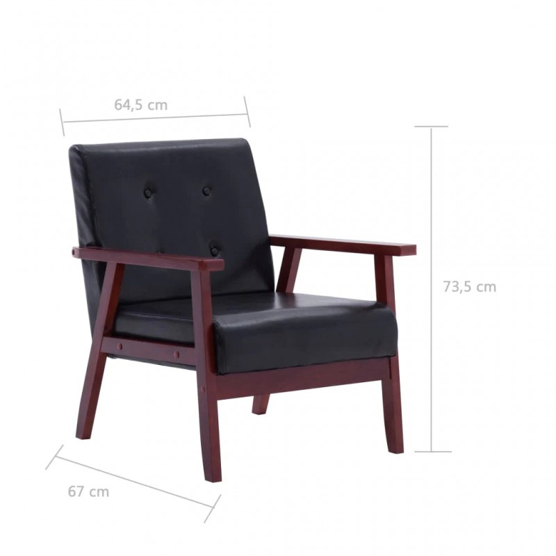 Armchair  Black Faux Leather Armchair  Black Faux Leather