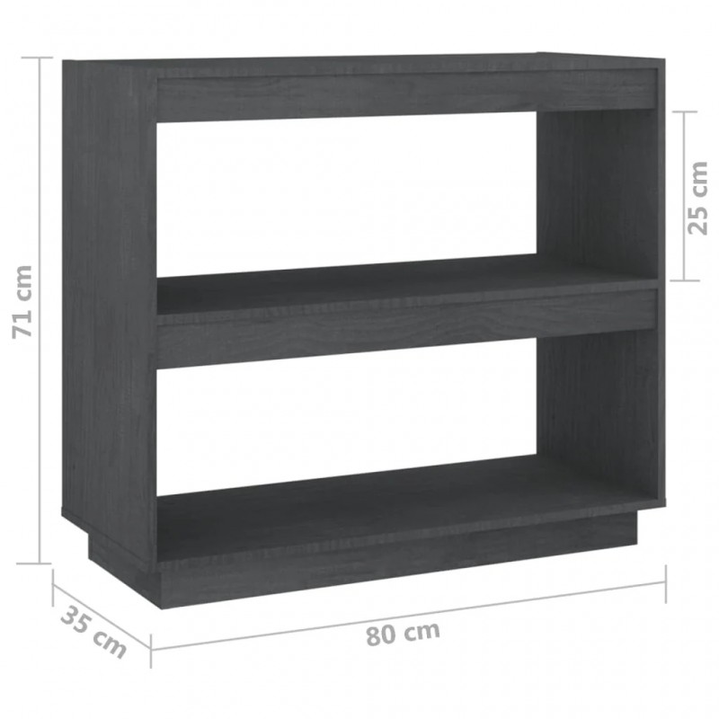 Book Cabinet Grey 80x35x71 cm Solid Pinewood Book Cabinet Grey 80x35x71 cm Solid Pinewood