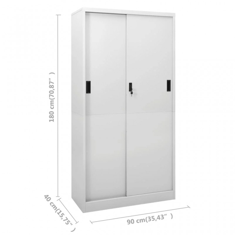 Office Cabinet with Sliding Door Light Grey 90x40x180 cm Steel Office Cabinet with Sliding Door Light Grey 90x40x180 cm Steel