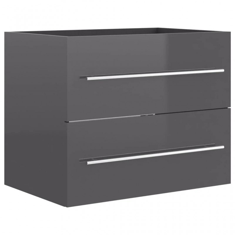 2 Piece Bathroom Furniture Set High Gloss Grey Engineered Wood 2 Piece Bathroom Furniture Set High Gloss Grey Engineered Wood