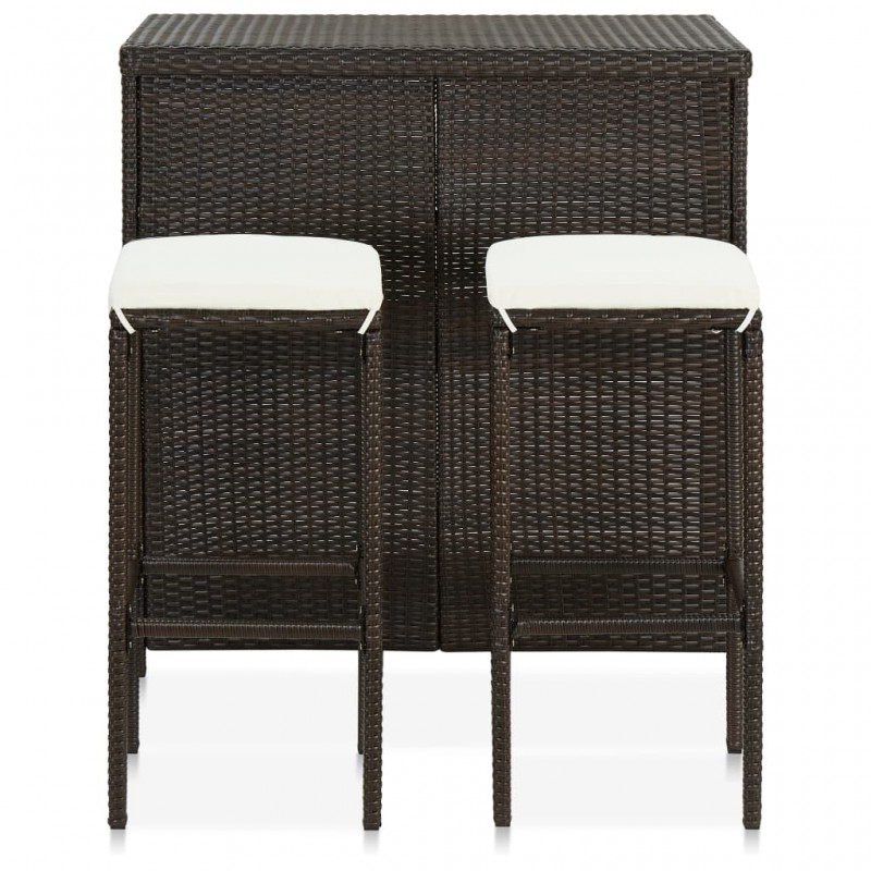 3 Piece Bar Set Poly Rattan Brown 3 Piece Bar Set Poly Rattan Brown
