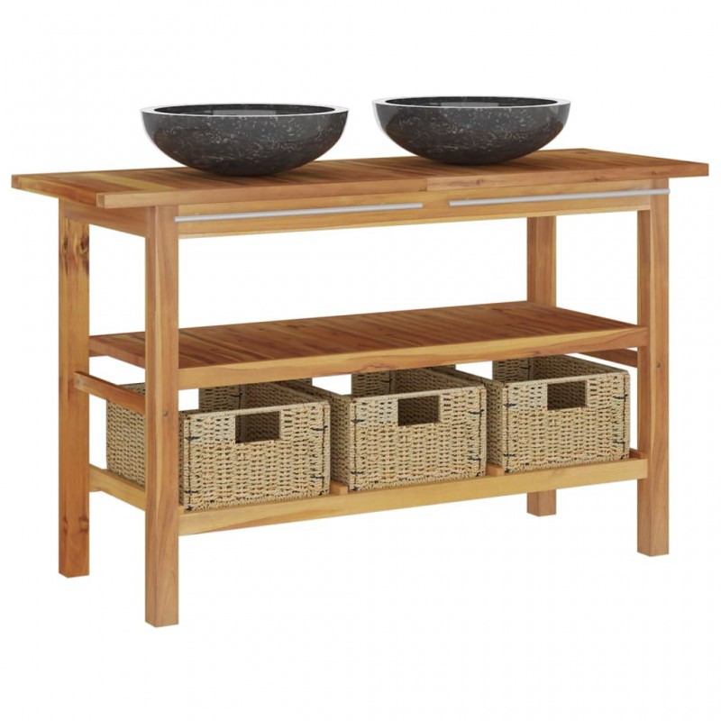 Bathroom Vanity Cabinet with Black Marble Sinks Solid Wood Teak Bathroom Vanity Cabinet with Black Marble Sinks Solid Wood Teak