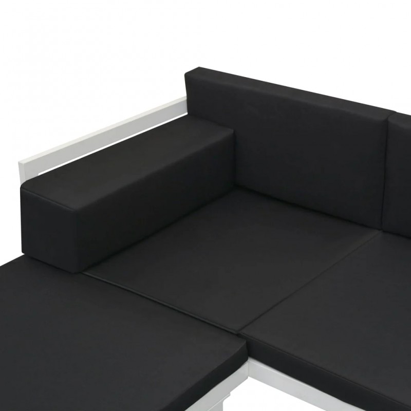 4 Piece Garden Lounge Set with Cushions Aluminium Black 4 Piece Garden Lounge Set with Cushions Aluminium Black
