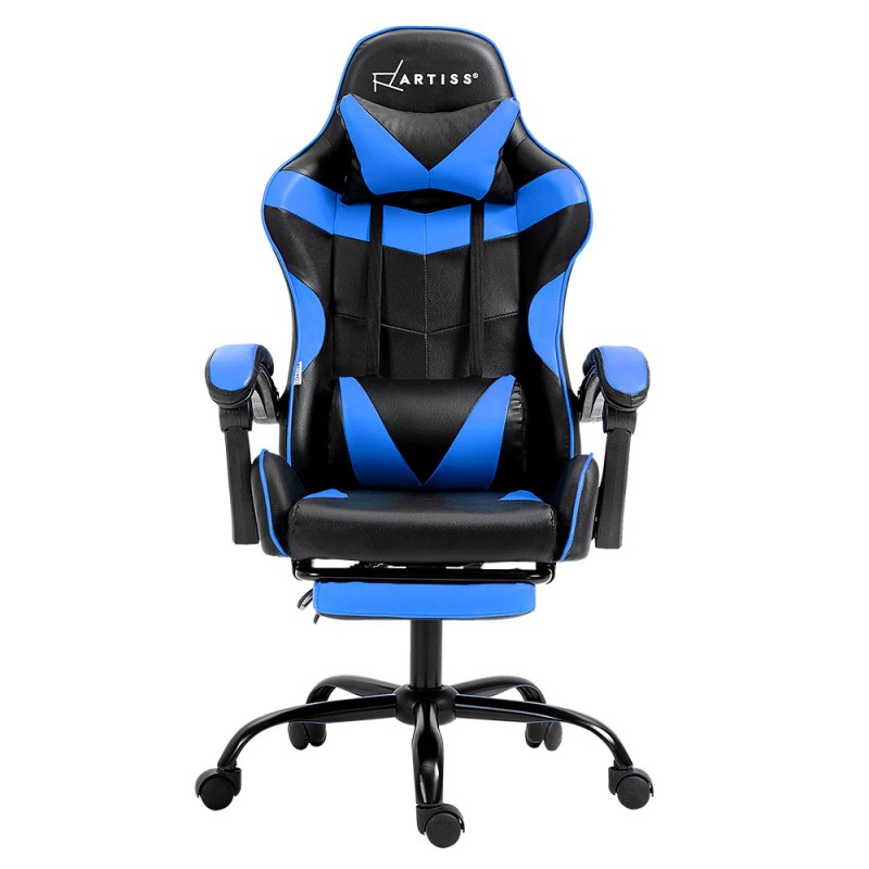Artiss Gaming Office Chair Recliner Footrest Blue Artiss Gaming Office Chair Recliner Footrest Blue