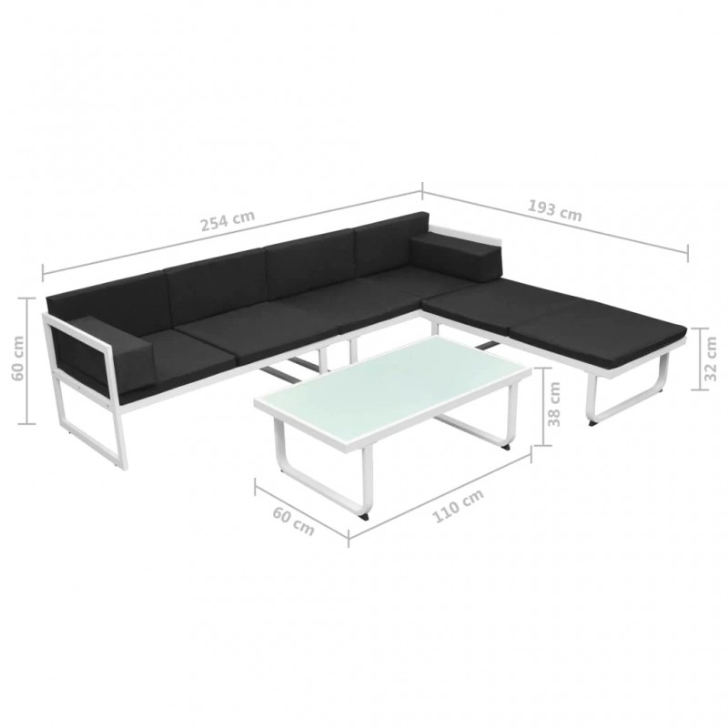4 Piece Garden Lounge Set with Cushions Aluminium Black 4 Piece Garden Lounge Set with Cushions Aluminium Black
