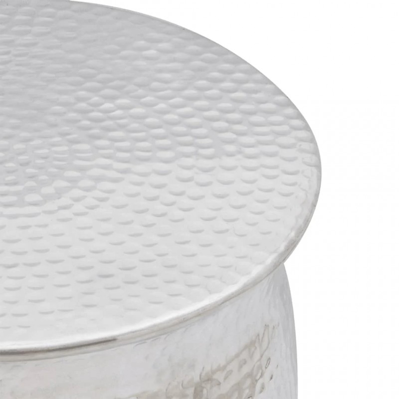 Hammered Aluminium Stool/Side Table Silver Hammered Aluminium Stool/Side Table Silver