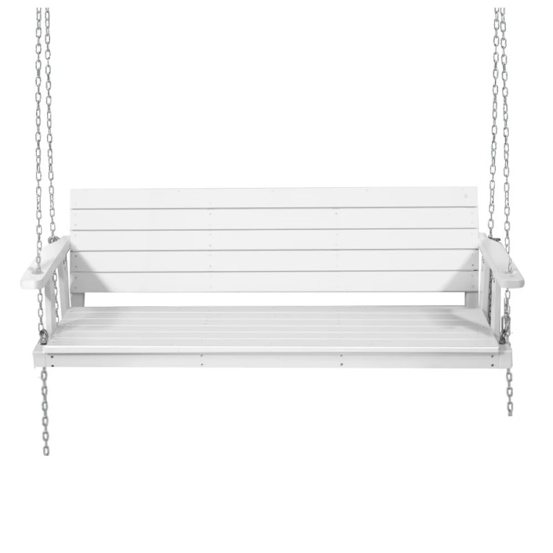 Gardeon Porch Swing Chair with Chain Outdoor Furniture 3 Seater Bench Wooden White Gardeon Porch Swing Chair with Chain Outdoor Furniture 3 Seater Bench Wooden White