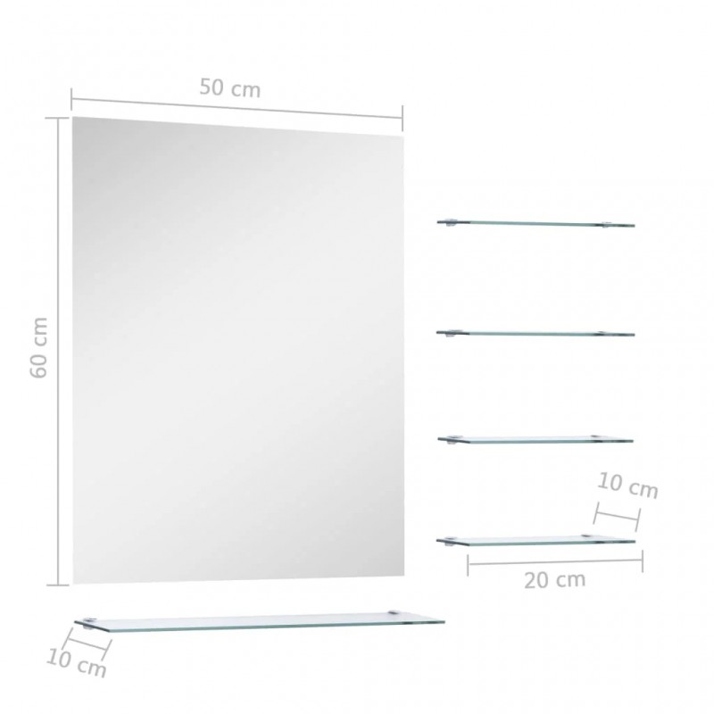Wall Mirror with 5 Shelves Silver 50x60 cm Wall Mirror with 5 Shelves Silver 50x60 cm