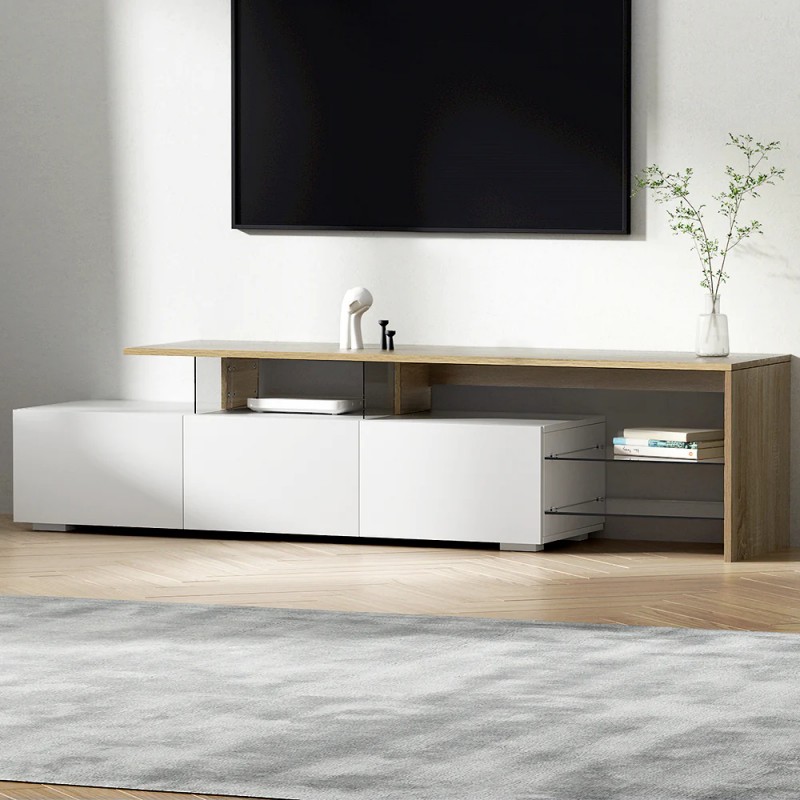 Artiss TV Cabinet Entertainment Unit 180cm Wood White James Artiss TV Cabinet Entertainment Unit 180cm Wood White James
