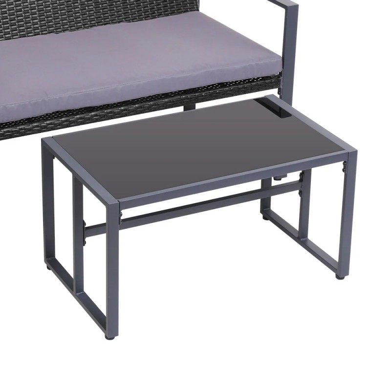 Gardeon 4 PCS Outdoor Sofa Set Rattan Furniture with Storage Cover Chairs Black Gardeon 4 PCS Outdoor Sofa Set Rattan Furniture with Storage Cover Chairs Black