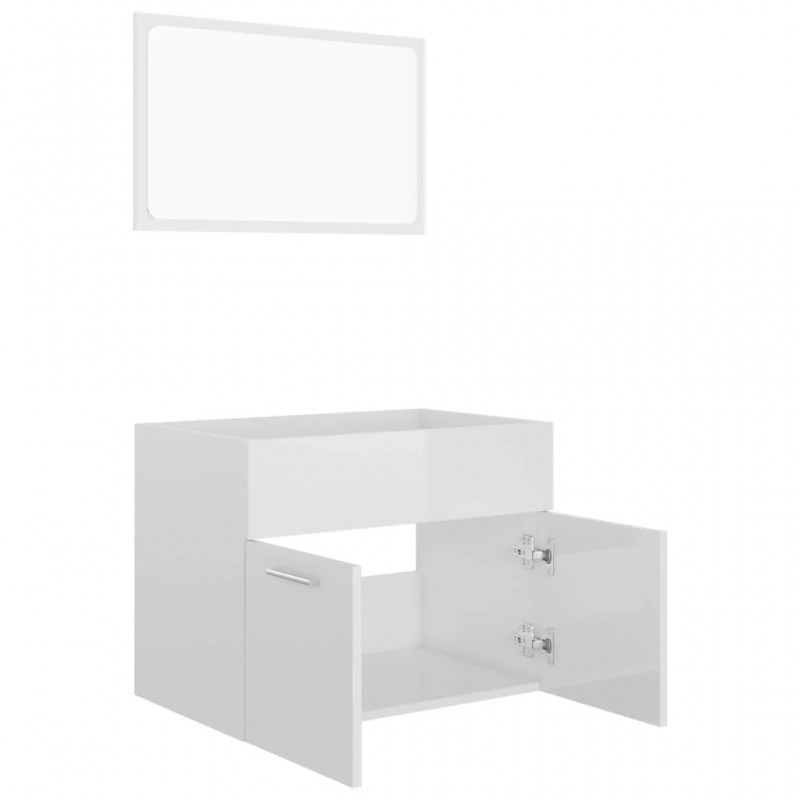 2 Piece Bathroom Furniture Set High Gloss White Engineered Wood 2 Piece Bathroom Furniture Set High Gloss White Engineered Wood