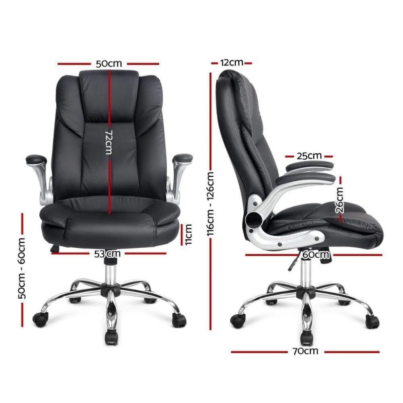 Artiss Executive Office Chair Leather Tilt Black Artiss Executive Office Chair Leather Tilt Black