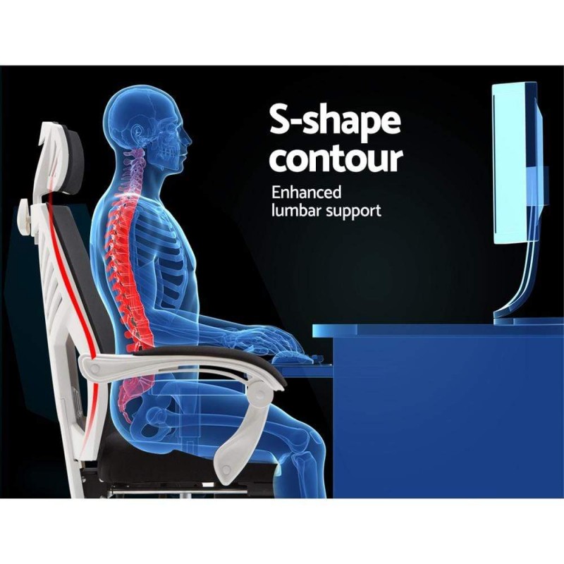 Artiss Mesh Office Chair Recliner Black White Artiss Mesh Office Chair Recliner Black White