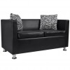 Sofa 2-Seater Artificial Leather Black