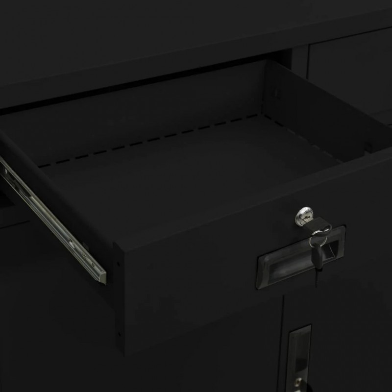 Office Cabinet Black 90x40x102 cm Steel Office Cabinet Black 90x40x102 cm Steel